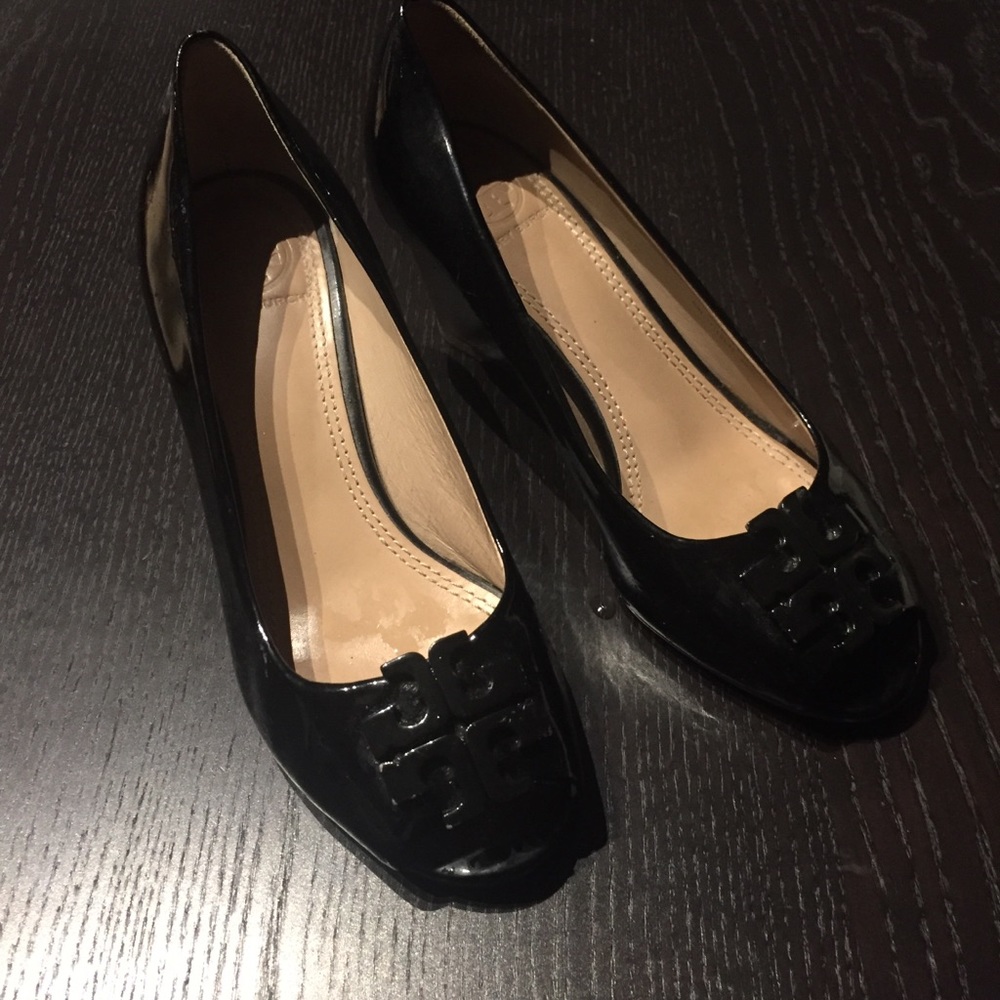 Tory Burch Peep Toe Wedges